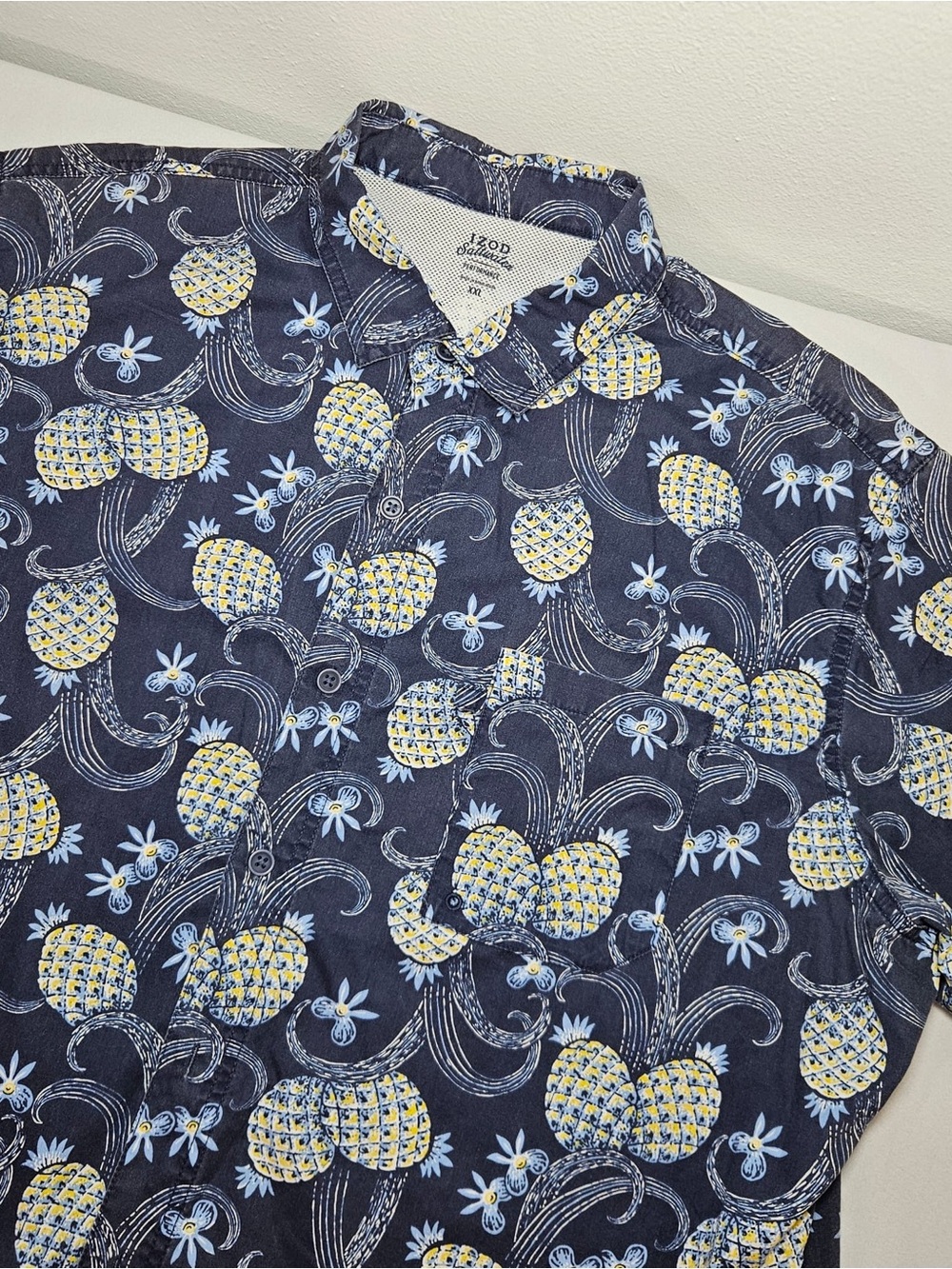 Izod Saltwater Performance Pineapple Button-Down Shirt XXL